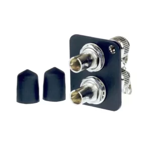 Fibre Systems | ST Multimode Duplex OM1/3/4 Metal Adapter, Zirconia Sleeve w/ Metal Dust Caps